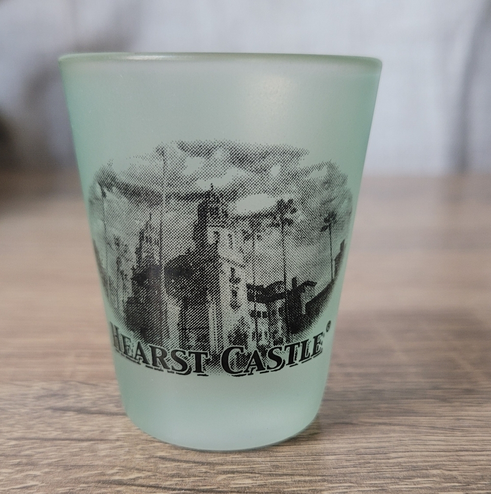 Vintage Hearst Castle Green Frosted Shot Glass